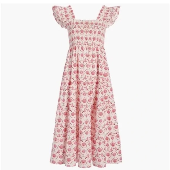 Hill House The Nap Dress Seashells Mermaids Sleeveless Floral Pink Midi - Picture 3 of 5